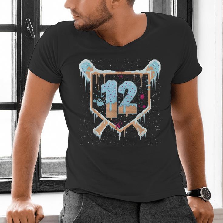 Baseball 12 Year Old Ice Cream Drip 12th Birthday Boys Men's V-Neck T-Shirt Baseball 12 Year Old Ice Cream Drip 12th Birthday Boys Men's V-Neck T-Shirt