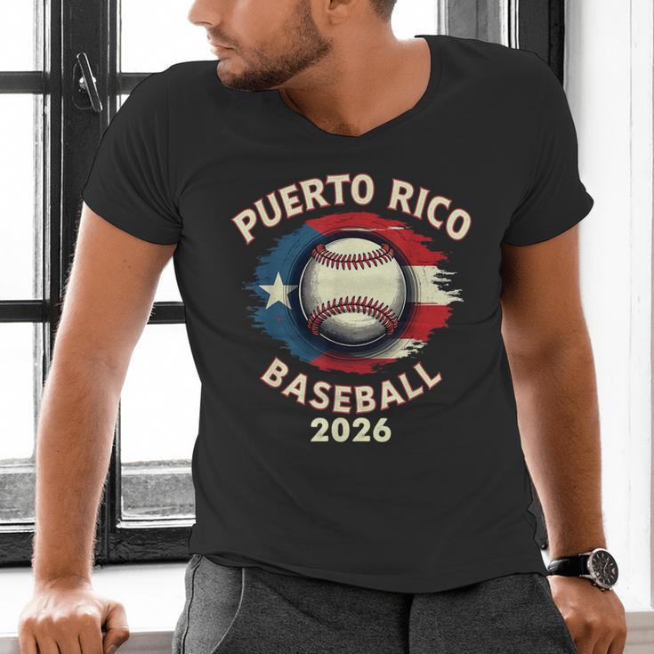 Baseball 2026 Puerto Rico Island Pride Sports Theme Men's V-Neck T-Shirt Baseball 2026 Puerto Rico Island Pride Sports Theme Men's V-Neck T-Shirt