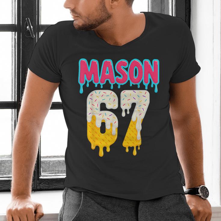 Baseball 6 7 Ice Cream Drip Number 67 Six Seven Meme Men's V-Neck T-Shirt Baseball 6 7 Ice Cream Drip Number 67 Six Seven Meme Men's V-Neck T-Shirt