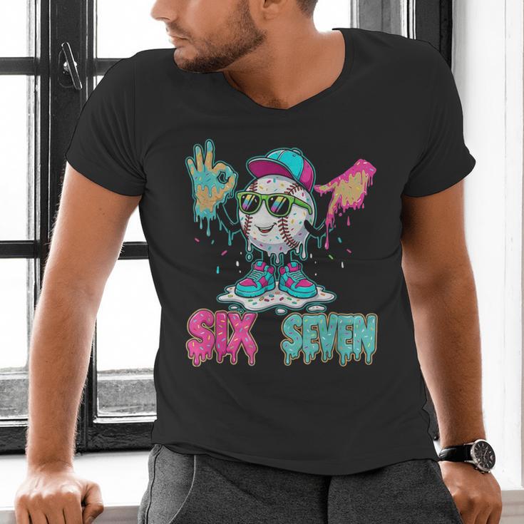 Baseball 67 Drip Six Seven Hand Signs Ice Cream Meme Men's V-Neck T-Shirt Baseball 67 Drip Six Seven Hand Signs Ice Cream Meme Men's V-Neck T-Shirt