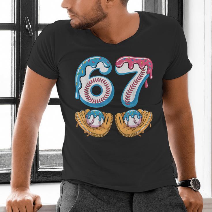Baseball 67 Ice Cream Drip 67 Meme Player T-Shirt Men's V-Neck T-Shirt