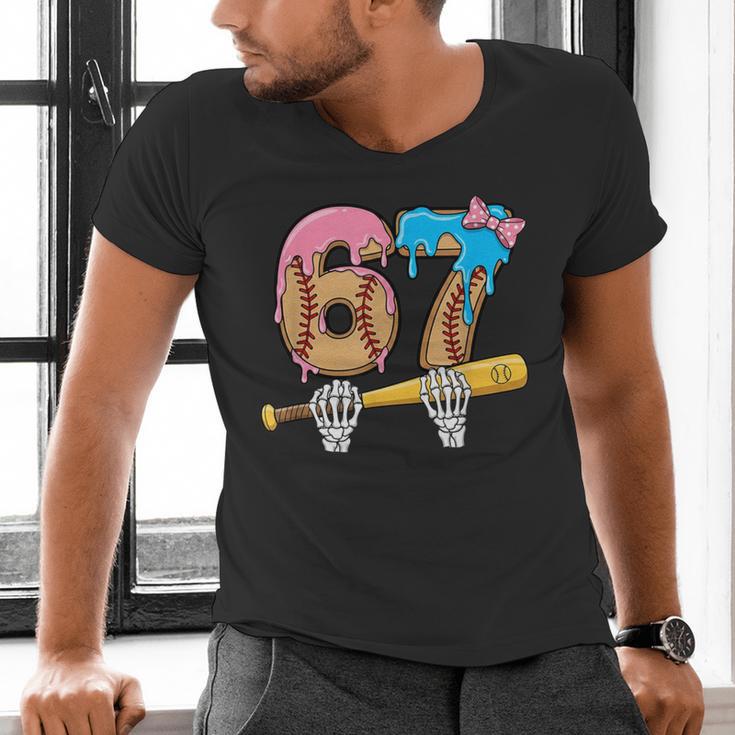 Baseball 67 Ice Cream Drip Skeleton Six Seven Boys Meme Men's V-Neck T-Shirt Baseball 67 Ice Cream Drip Skeleton Six Seven Boys Meme Men's V-Neck T-Shirt