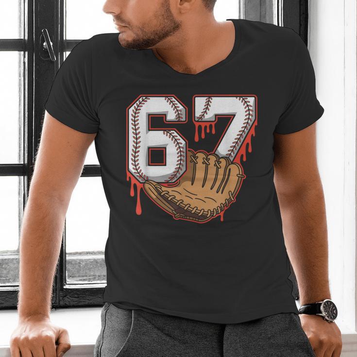 Baseball 67 Six Seven Alpha Slang 6 7 Meme Kids Teachers Boy Men's V-Neck T-Shirt Baseball 67 Six Seven Alpha Slang 6 7 Meme Kids Teachers Boy Men's V-Neck T-Shirt