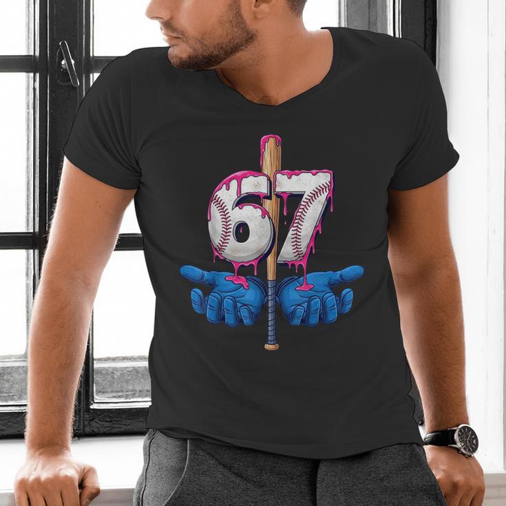 Baseball 67 Six Seven Gen Alpha Meme Drip Men's V-Neck T-Shirt