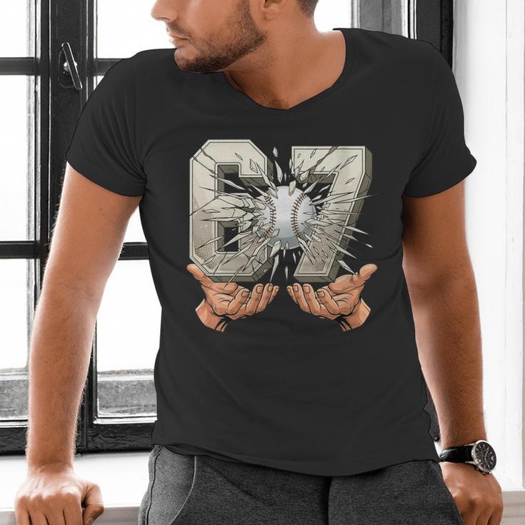 Baseball 67 Six Seven Gen Alpha Meme Men's V-Neck T-Shirt