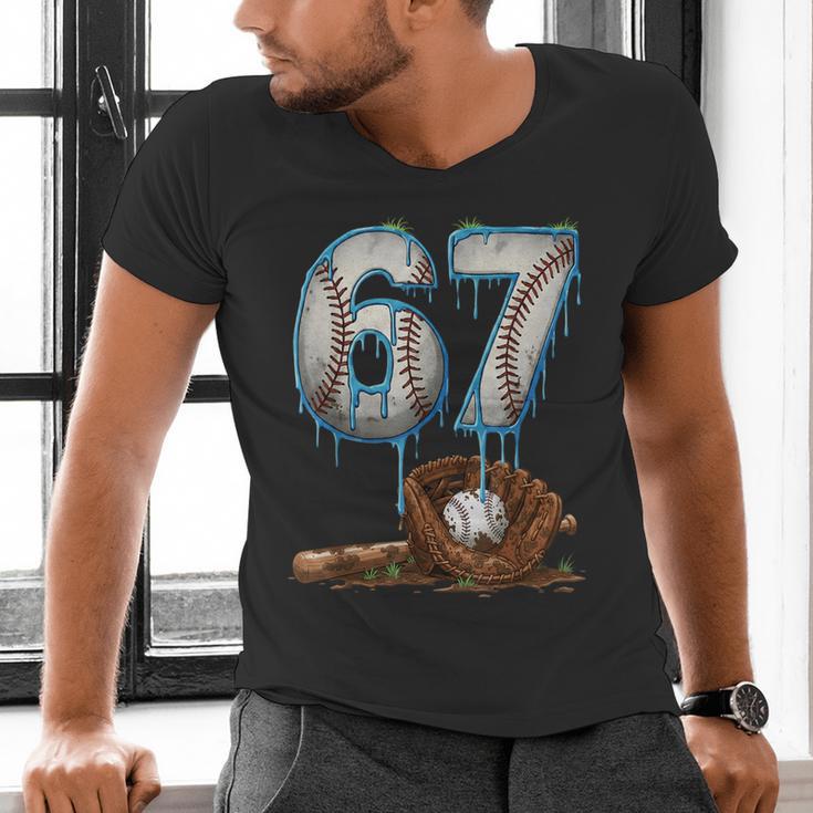 Baseball 67 Six Seven Meme 6-7 Drip Baseball Boys Men Men's V-Neck T-Shirt Baseball 67 Six Seven Meme 6-7 Drip Baseball Boys Men Men's V-Neck T-Shirt