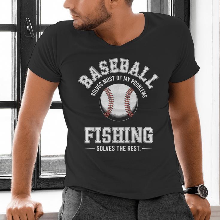 Baseball & Fishing Men's V-Neck T-Shirt Baseball & Fishing Men's V-Neck T-Shirt