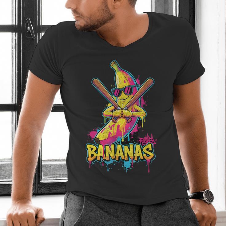 Baseball Banana Graffiti Urban For Kids Men's V-Neck T-Shirt Baseball Banana Graffiti Urban For Kids Men's V-Neck T-Shirt