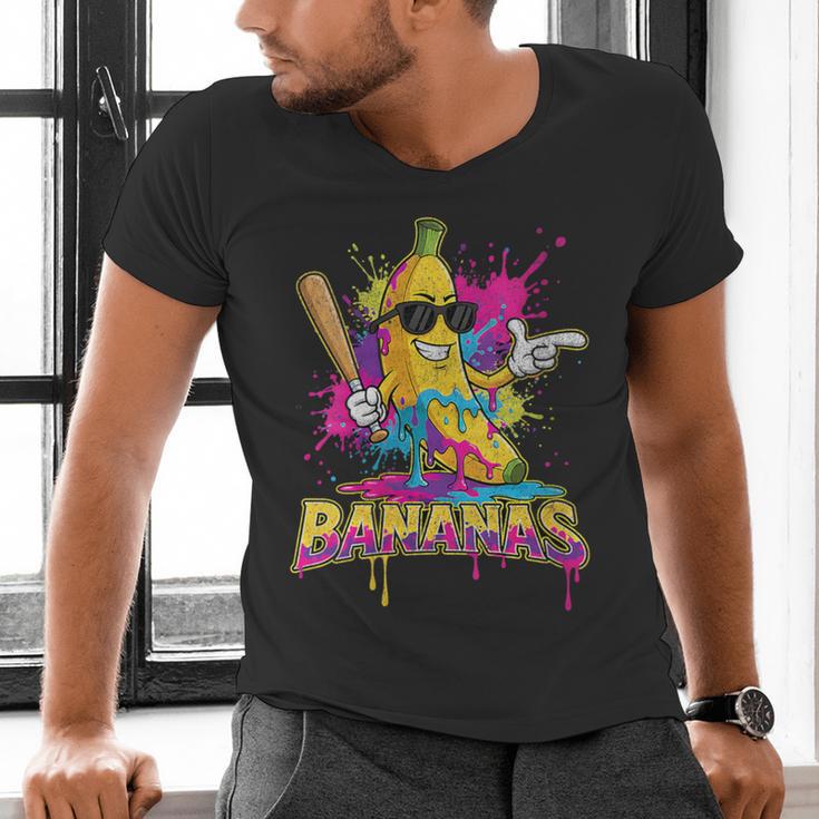 Baseball Banana Splatter Sports Kids Teens Men's V-Neck T-Shirt Baseball Banana Splatter Sports Kids Teens Men's V-Neck T-Shirt