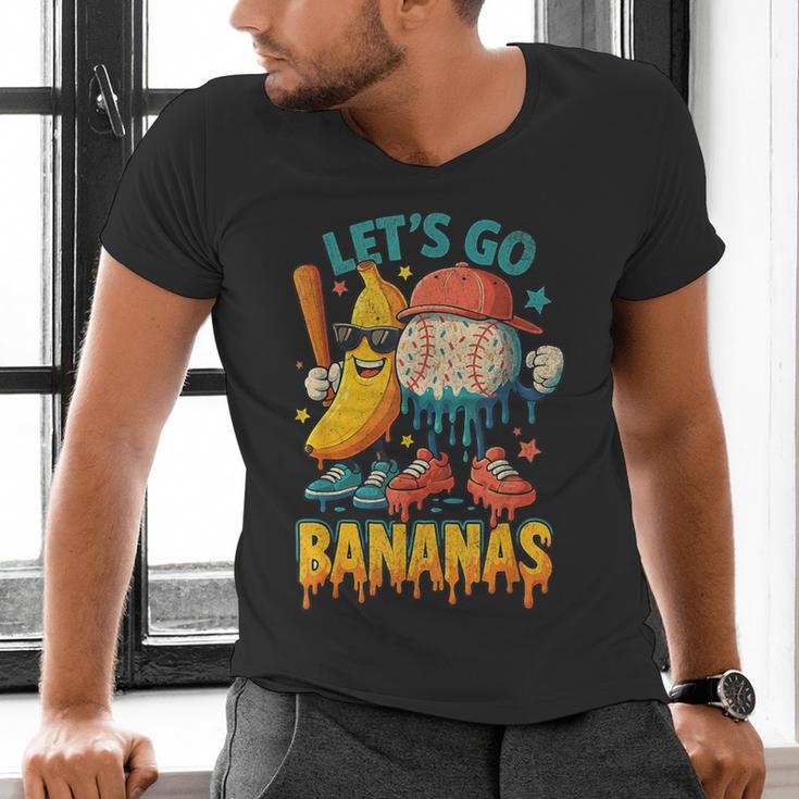 Baseball Banana Sports Drip Art For Kids Men's V-Neck T-Shirt