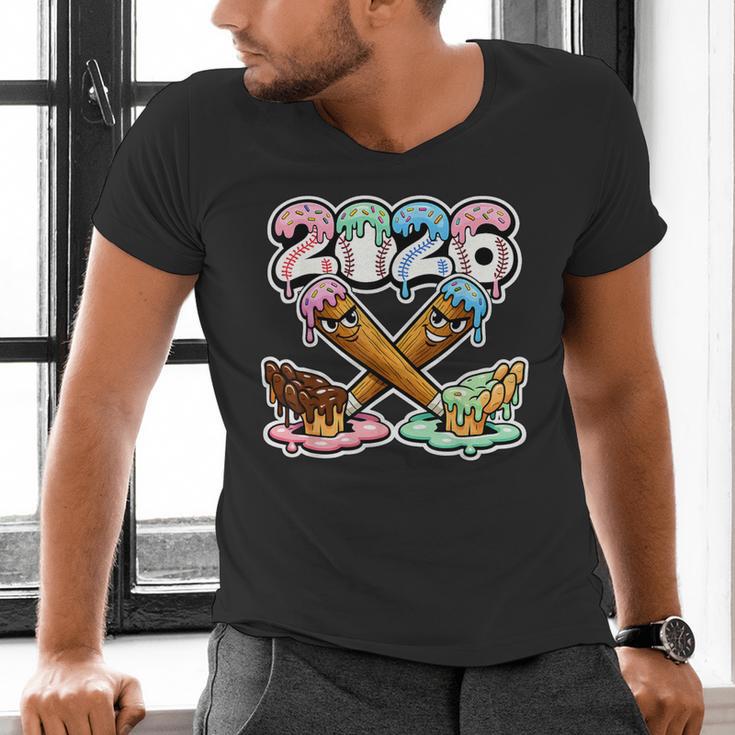 Baseball Bat 2026 Hands Drip Boys Ice Cream Dripping Youth Men's V-Neck T-Shirt