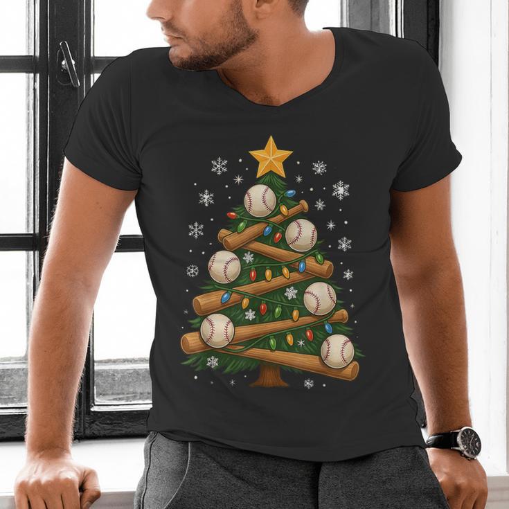 Baseball Bat Christmas Tree Lights Holiday Xmas Men's V-Neck T-Shirt Baseball Bat Christmas Tree Lights Holiday Xmas Men's V-Neck T-Shirt