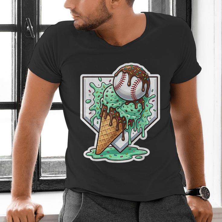 Baseball Boys Ice Cream Drip Baseball Boys Youth Mint Choco Men's V-Neck T-Shirt Baseball Boys Ice Cream Drip Baseball Boys Youth Mint Choco Men's V-Neck T-Shirt
