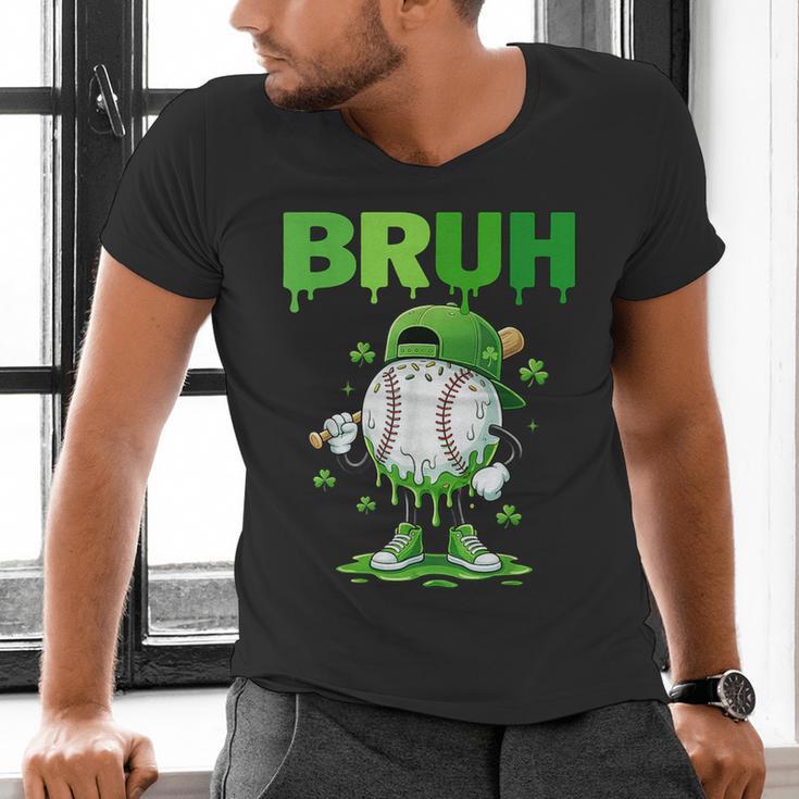 Baseball Bruh Drip Ice Cream Youth Boy St Patricks Day Men's V-Neck T-Shirt