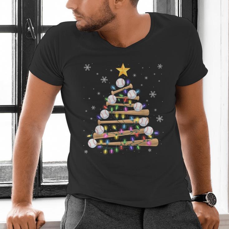 Baseball Christmas Tree Light Xmas Baseball Boys Kids Men's V-Neck T-Shirt Baseball Christmas Tree Light Xmas Baseball Boys Kids Men's V-Neck T-Shirt