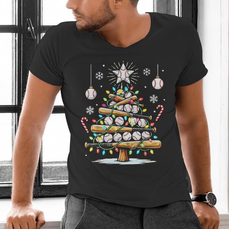 Baseball Christmas Tree Lights Men's V-Neck T-Shirt
