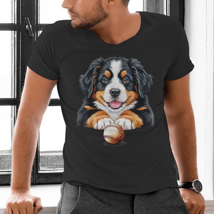 Baseball Dog Men & Women Men's V-Neck T-Shirt Baseball Dog Men & Women Men's V-Neck T-Shirt