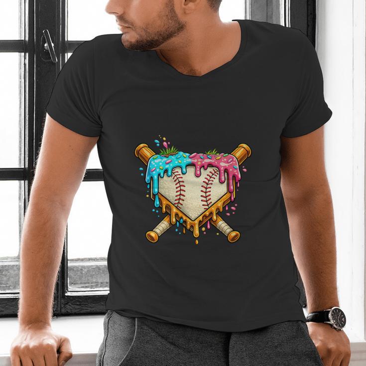Baseball Drip For Boys Ice Cream Dripping Baseball Sport Men's V-Neck T-Shirt Baseball Drip For Boys Ice Cream Dripping Baseball Sport Men's V-Neck T-Shirt