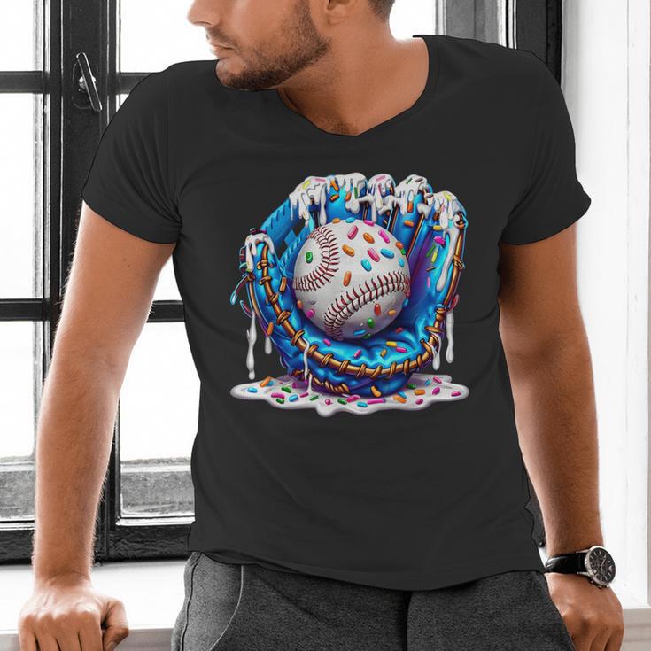 Baseball Drip For Boys Ice Cream Drip Youth Baseball Boys Men's V-Neck T-Shirt Baseball Drip For Boys Ice Cream Drip Youth Baseball Boys Men's V-Neck T-Shirt