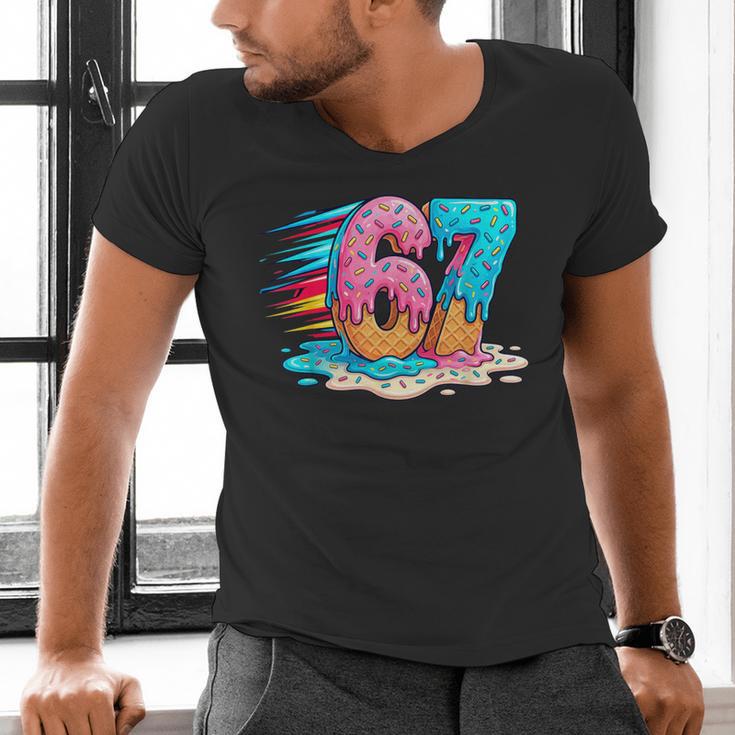 Baseball Drip Ice Cream 67 Graffiti Splash Melt Men's V-Neck T-Shirt
