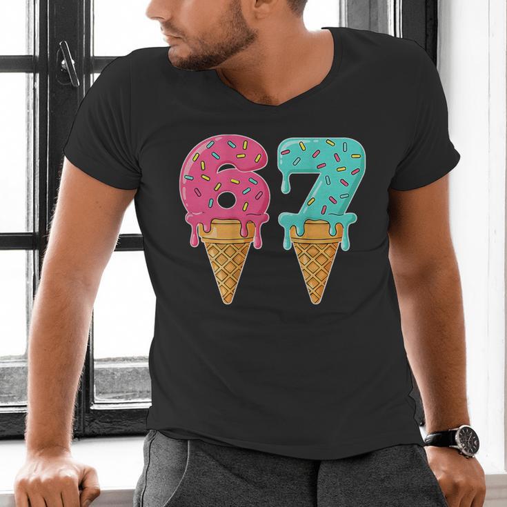 Baseball Drip Ice Cream 67 Baseball Men's V-Neck T-Shirt Baseball Drip Ice Cream 67 Baseball Men's V-Neck T-Shirt