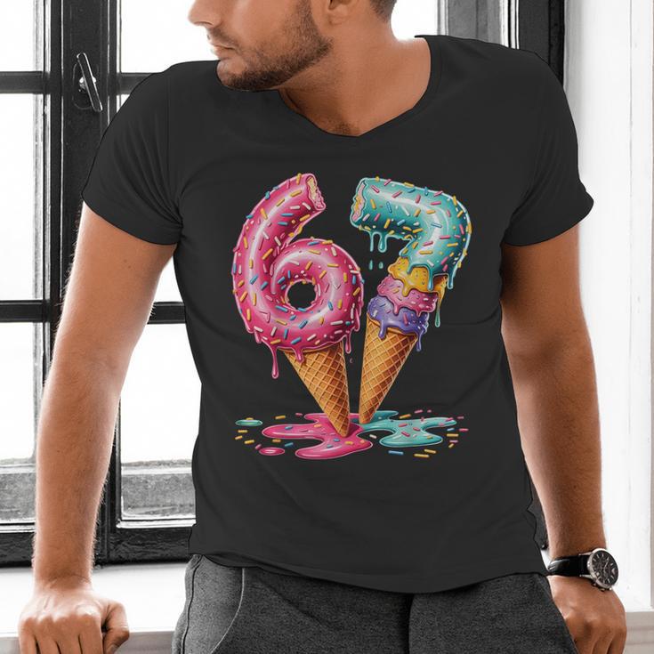 Baseball Drip Ice Cream 67 Men's V-Neck T-Shirt Baseball Drip Ice Cream 67 Men's V-Neck T-Shirt