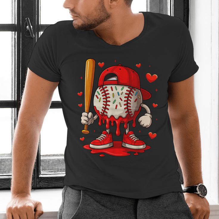 Baseball Drip Ice Cream Apparel Boys Kids Valentines Day Men's V-Neck T-Shirt Baseball Drip Ice Cream Apparel Boys Kids Valentines Day Men's V-Neck T-Shirt