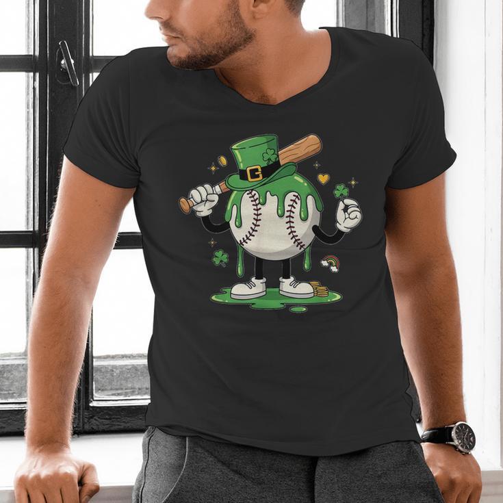 Baseball Drip Ice Cream Boys Kids Shamrock St Patricks Day Men's V-Neck T-Shirt