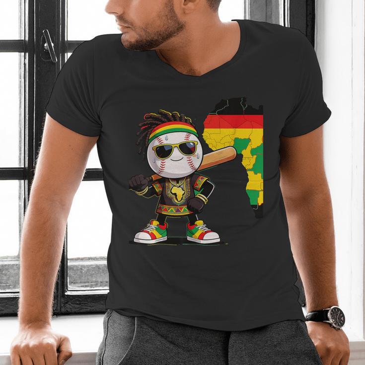 Baseball Drip Ice Cream Boys Youth Kids History Month Men's V-Neck T-Shirt Baseball Drip Ice Cream Boys Youth Kids History Month Men's V-Neck T-Shirt