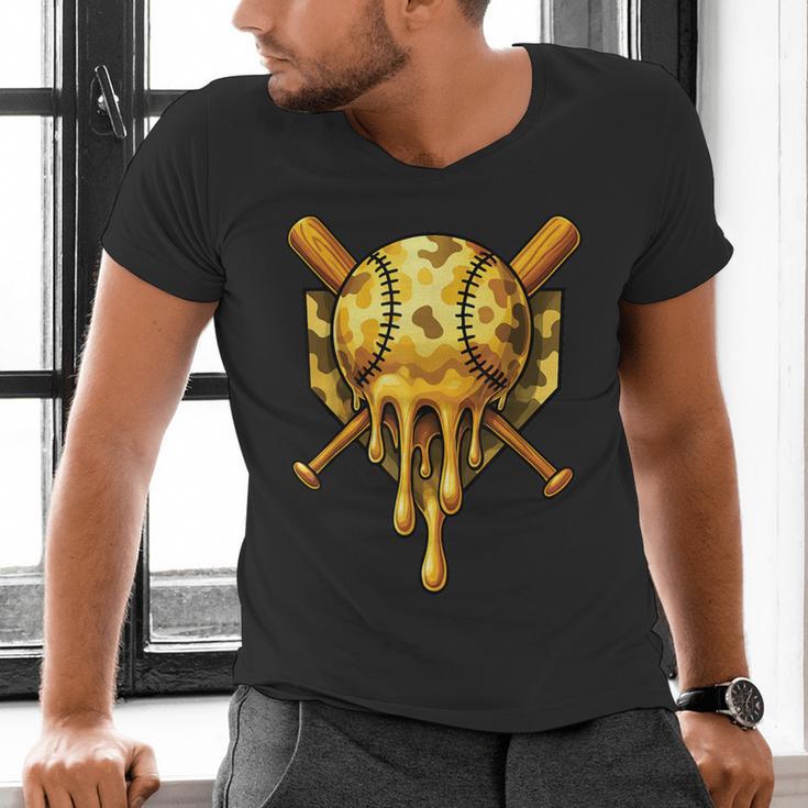 Baseball Drip Ice Cream Camo Cool Men's V-Neck T-Shirt Baseball Drip Ice Cream Camo Cool Men's V-Neck T-Shirt