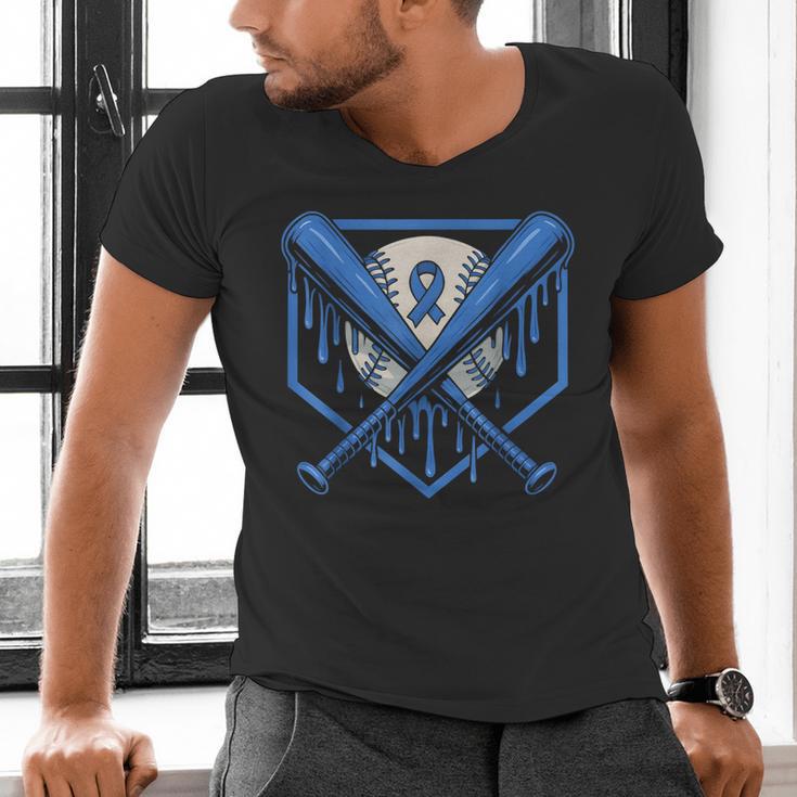 Baseball Drip Ice Cream Diabetes Awareness Ribbon Boys Girls Men's V-Neck T-Shirt Baseball Drip Ice Cream Diabetes Awareness Ribbon Boys Girls Men's V-Neck T-Shirt