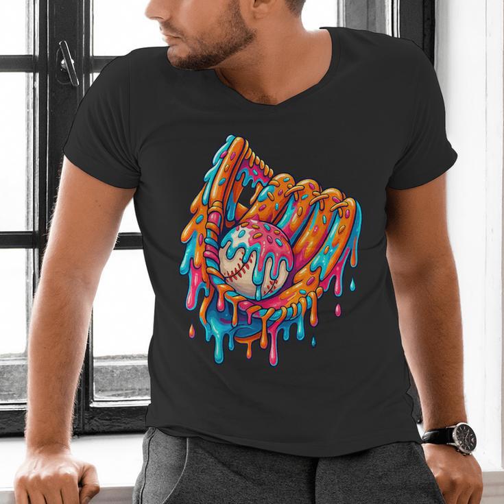 Baseball Drip Ice Cream Sprinkles Baseball Glove For Boys Men's V-Neck T-Shirt Baseball Drip Ice Cream Sprinkles Baseball Glove For Boys Men's V-Neck T-Shirt