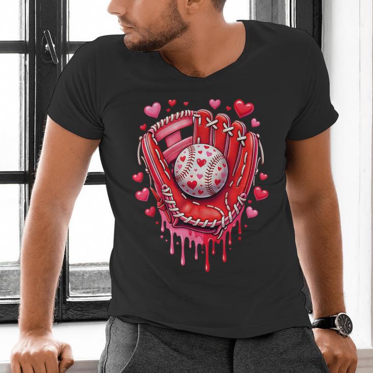 Baseball Drip Ice Cream Sprinkles Valentines Day Baseball Men's V-Neck T-Shirt