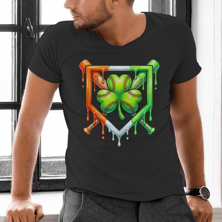 Baseball Drip Ice Cream St Patricks Day Shamrock Lucky Men's V-Neck T-Shirt Baseball Drip Ice Cream St Patricks Day Shamrock Lucky Men's V-Neck T-Shirt