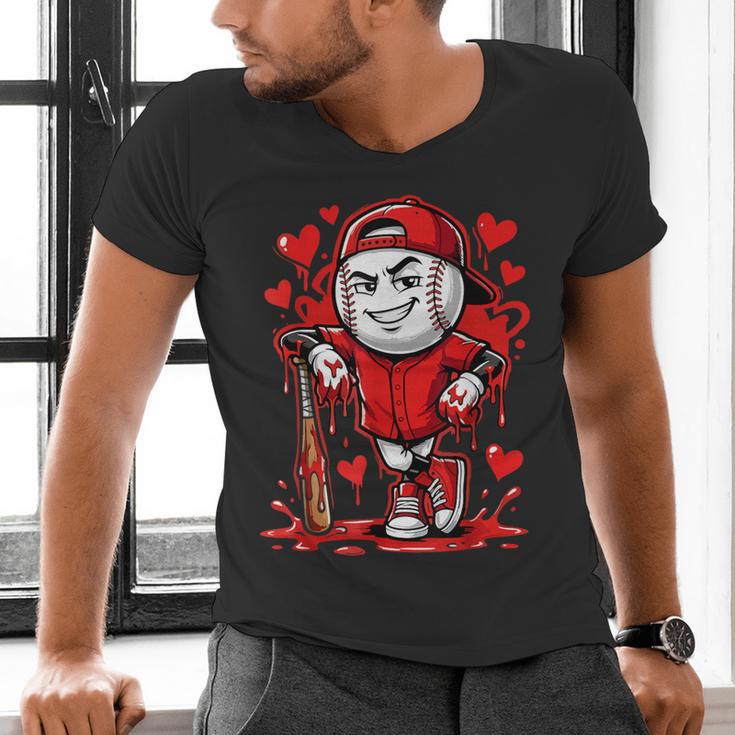 Baseball Drip Icecream Heart Red Valentine Day Boys Kids Men's V-Neck T-Shirt Baseball Drip Icecream Heart Red Valentine Day Boys Kids Men's V-Neck T-Shirt