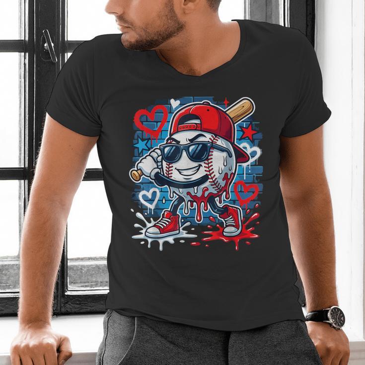 Baseball Drip Icecream Heart Valentine Day Boys Kids Red Men's V-Neck T-Shirt Baseball Drip Icecream Heart Valentine Day Boys Kids Red Men's V-Neck T-Shirt