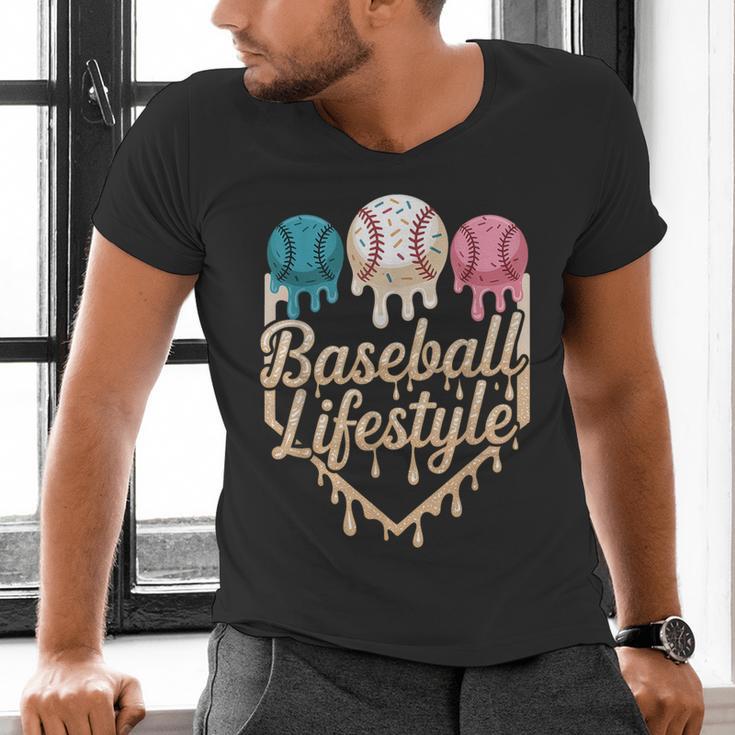 Baseball Drip Icecream Men's V-Neck T-Shirt
