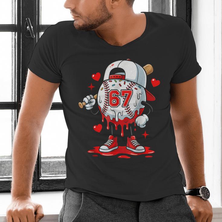 Baseball Drip Icecream Valentine 67 Meme Tees Men Youth Boys Men's V-Neck T-Shirt