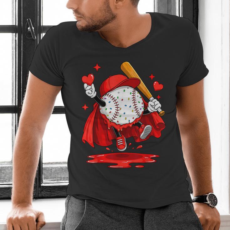 Baseball Drip Icecream Youth Boy Valentine Men's V-Neck T-Shirt