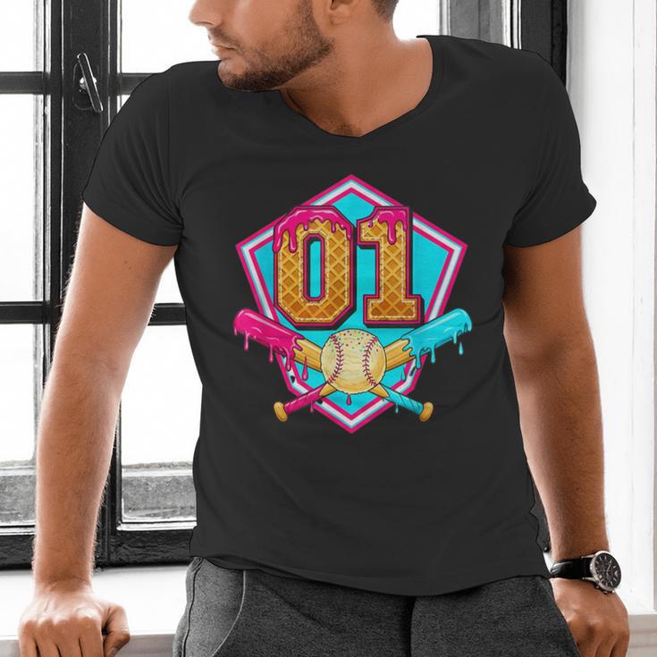 Baseball Drip Jersey Number 1 For Players & 1th Birthday Men's V-Neck T-Shirt Baseball Drip Jersey Number 1 For Players & 1th Birthday Men's V-Neck T-Shirt