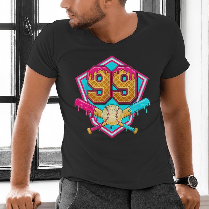 Baseball Drip Jersey Number 99 For Players & 99th Birthday Men's V-Neck T-Shirt Baseball Drip Jersey Number 99 For Players & 99th Birthday Men's V-Neck T-Shirt