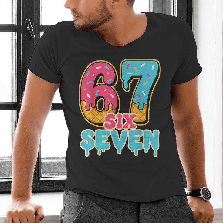 Baseball Drip Number 67 Player Trendy 6 7 Meme Men's V-Neck T-Shirt