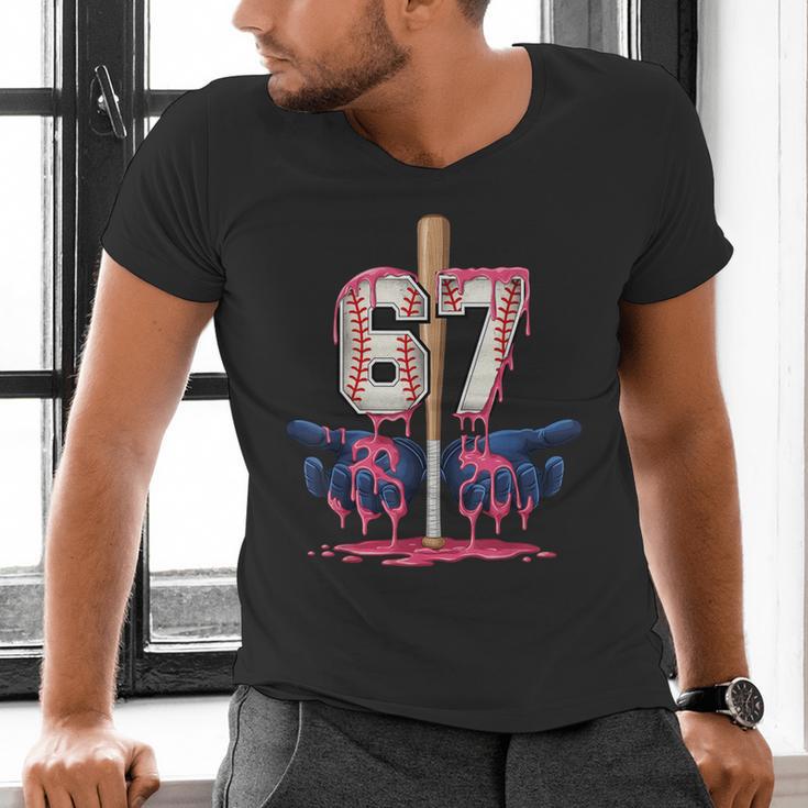 Baseball Drip Shirt Youth Baseball Glove Drip Ice Cream Men's V-Neck T-Shirt