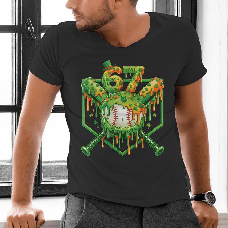 Baseball Drip St Patricks Day Boys Baseball St Patricks Day Men's V-Neck T-Shirt Baseball Drip St Patricks Day Boys Baseball St Patricks Day Men's V-Neck T-Shirt