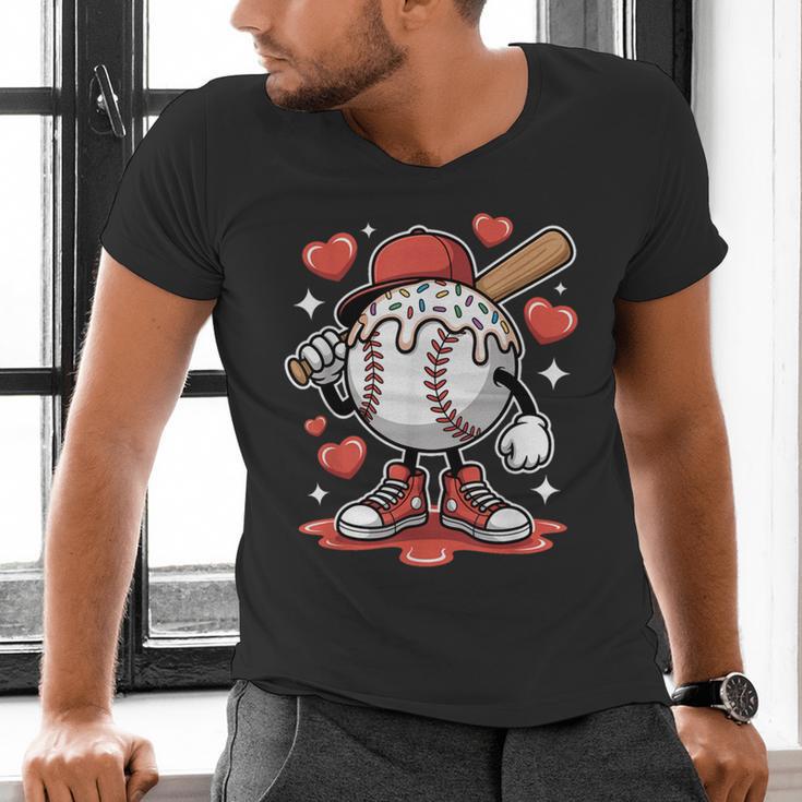 Baseball Drip Valentine Boys Women Men Hearts Sport Love Men's V-Neck T-Shirt Baseball Drip Valentine Boys Women Men Hearts Sport Love Men's V-Neck T-Shirt