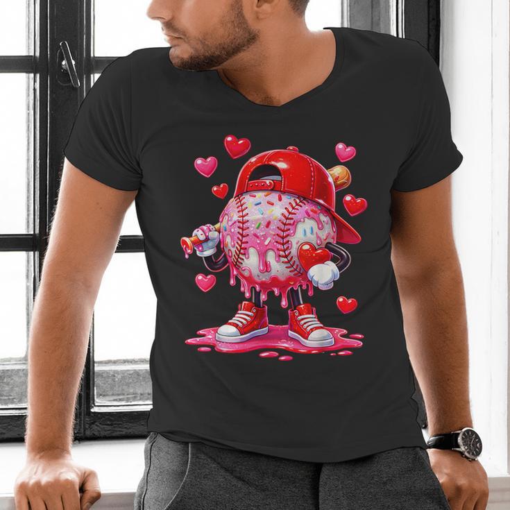 Baseball Drip Valentine Sports Vday Ice Cream Drip Heart Men's V-Neck T-Shirt Baseball Drip Valentine Sports Vday Ice Cream Drip Heart Men's V-Neck T-Shirt