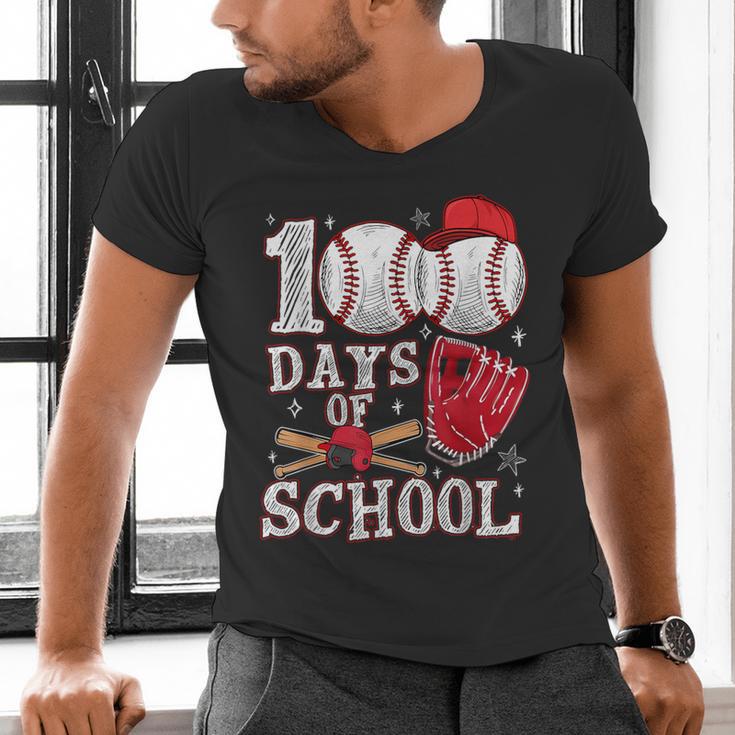 Baseball Happy 100 Days Of School Boy Girl Kid Teacher Men's V-Neck T-Shirt Baseball Happy 100 Days Of School Boy Girl Kid Teacher Men's V-Neck T-Shirt