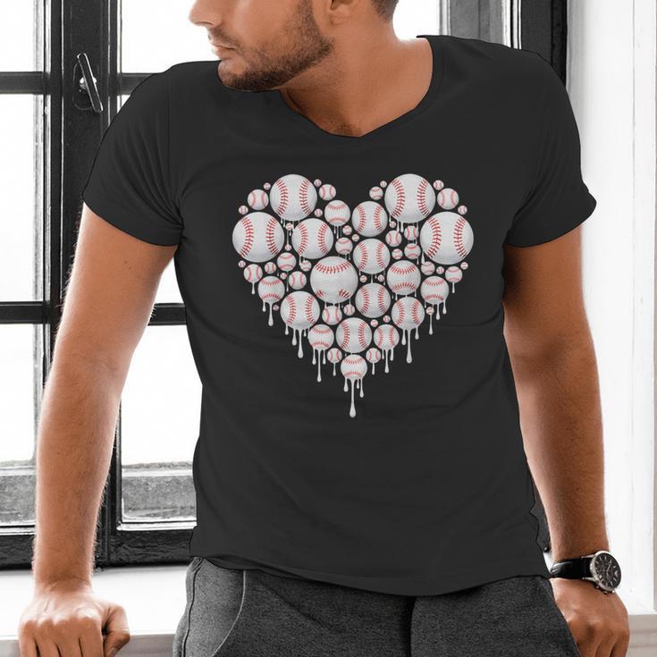 Baseball Heart Drip Valentine's Day Baseball Lover Boys Men Men's V-Neck T-Shirt Baseball Heart Drip Valentine's Day Baseball Lover Boys Men Men's V-Neck T-Shirt