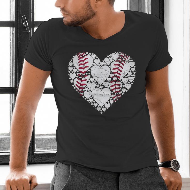 Baseball Heart Love Game Sports Fan Game Day Men's V-Neck T-Shirt Baseball Heart Love Game Sports Fan Game Day Men's V-Neck T-Shirt