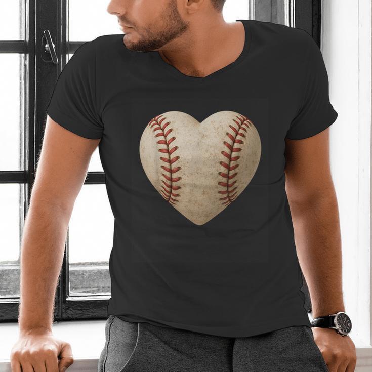 Baseball Heart Shape Valentines Day Love Boys Kids Men Men's V-Neck T-Shirt Baseball Heart Shape Valentines Day Love Boys Kids Men Men's V-Neck T-Shirt